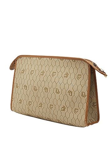 Christian Dior Christian Dior Dior Honeycomb Vintage Clutch Bag, Second Beige Leather, Women's (view 2)