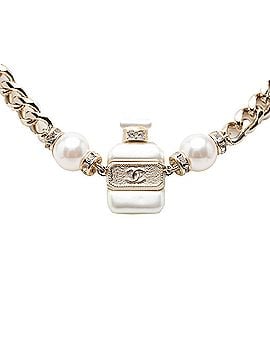 Chanel Chanel Coco Mark No. 5 Perfume Bottle Chain Pendant Necklace, A22S Engraving, Silver, White Metal, Faux Pearl Rhinestone, Women's CHANEL (view 2)