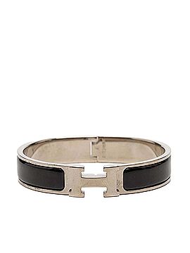 Hermès Hermes Click H PM Enamel Bracelet, Silver and Black Metal, Women's (view 1)