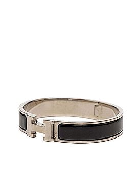 Hermès Hermes Click H PM Enamel Bracelet, Silver and Black Metal, Women's (view 2)