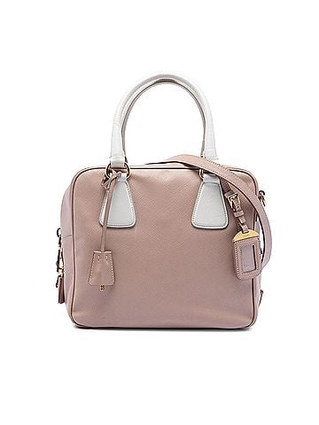 Prada Small Bicolor Saffiano Square Bauletto Satchel (view 1)