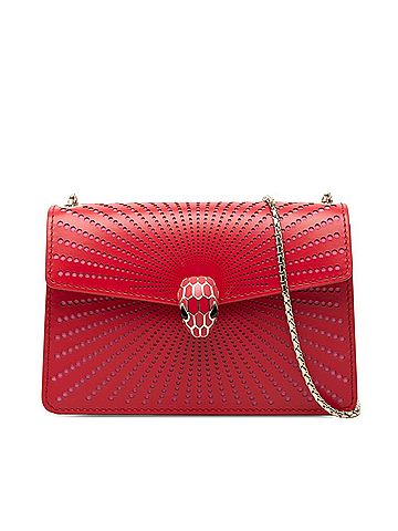 Bvlgari BVLGARI Serpenti Forever Crossbody Chain Shoulder Bag, Red/Pink Leather, Women's (view 1)