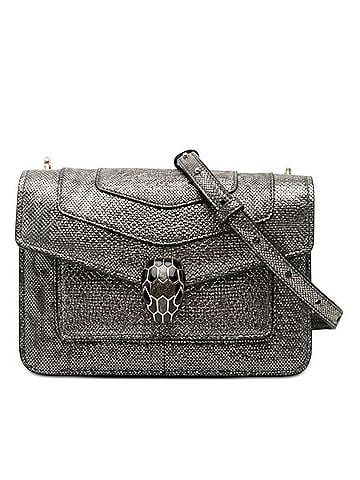 Bvlgari BVLGARI Serpenti Forever Crossbody Chain Shoulder Bag, Silver and Black Leather, Women's. (view 1)