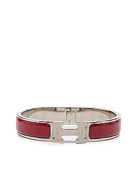 Hermès Hermes Click H PM Enamel Bracelet, Silver and Red Metal, Women's (view 1)