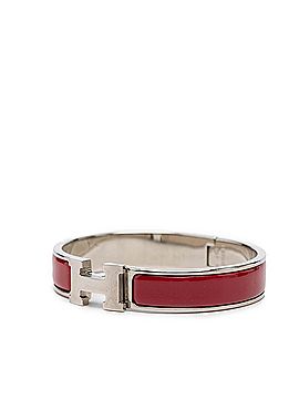 Hermès Hermes Click H PM Enamel Bracelet, Silver and Red Metal, Women's (view 2)