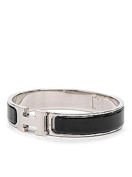 Hermès Hermes Click Enamel Bracelet, Silver and Black Metal, Women's (view 2)