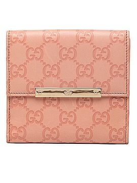 Gucci Gucci Guccissima Logo Plate Bi-fold Wallet 112664 Pink Leather Women's GUCCI (view 1)