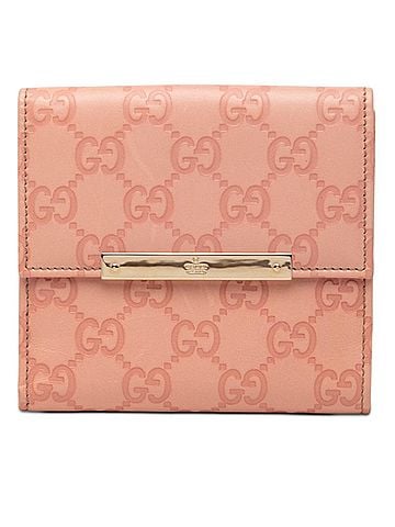 Gucci Gucci Guccissima Logo Plate Bi-fold Wallet 112664 Pink Leather Women's GUCCI (view 1)