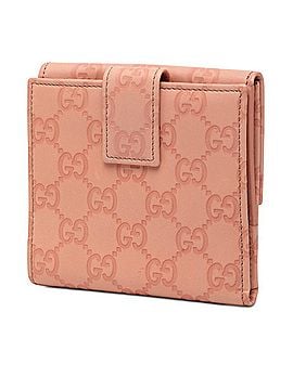 Gucci Gucci Guccissima Logo Plate Bi-fold Wallet 112664 Pink Leather Women's GUCCI (view 2)