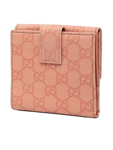Gucci Gucci Guccissima Logo Plate Bi-fold Wallet 112664 Pink Leather Women's GUCCI (view 2)