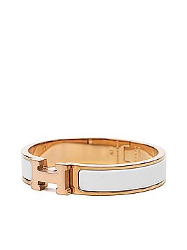 Hermès Hermes Click H PM Enamel Bracelet, Gold and White Plated, Women's (view 2)