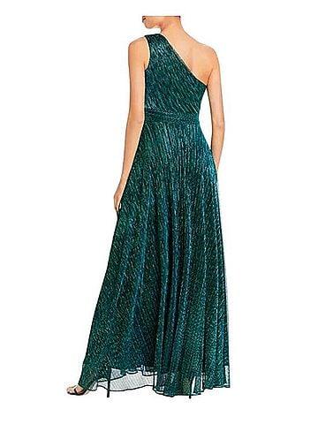 Aqua One-Shoulder Evening Gown Cocktail Dress (view 2)