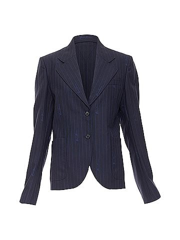 Versace VERSACE navy virgin wool cotton GV Signature pinstripe blazer jacket IT40 S (view 1)
