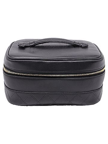 Chanel  Chanel Quilted Accent Cosmetic Vanity Case Bag in Black Lamb Leather (view 1)