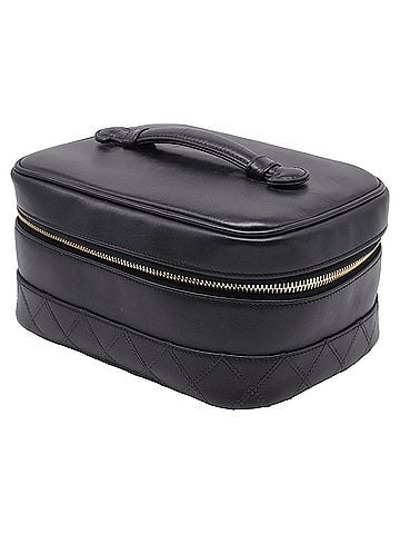 Chanel  Chanel Quilted Accent Cosmetic Vanity Case Bag in Black Lamb Leather (view 2)