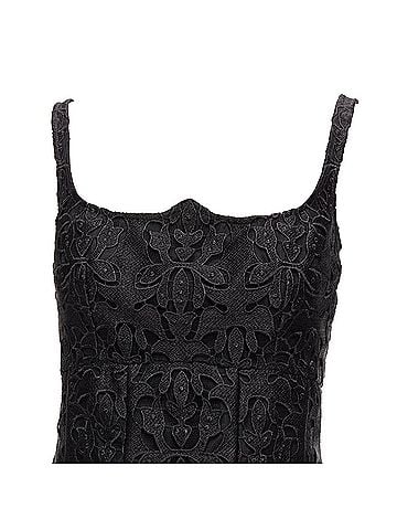 Emilia Wickstead EMILIA WICKSTEAD black floral lace paisley scalloped neckline flared dress UK8 S (view 2)