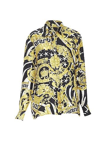 Versace VERSACE Runway Savage Barocco black gold Greca baroque silk shirt IT44 L (view 1)