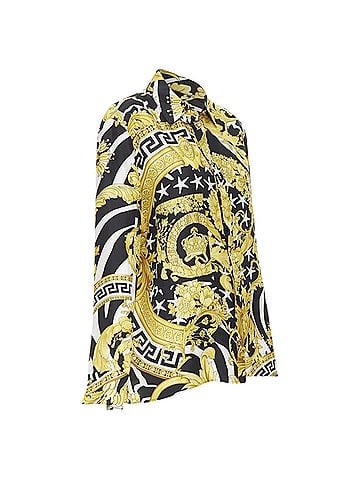 Versace VERSACE Runway Savage Barocco black gold Greca baroque silk shirt IT44 L (view 2)
