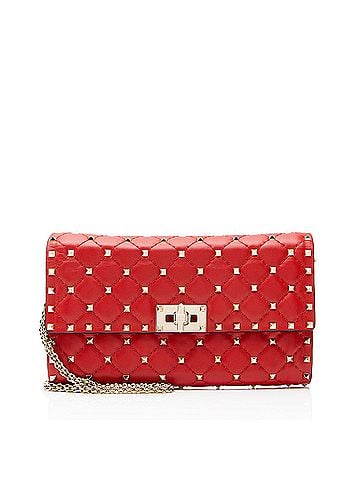 Mario Valentino Valentino Nappa Leather Rockstud Spike Wallet On Chain (view 1)