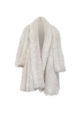 Balenciaga Balenciaga Graffiti Logo Faux Fur A-Line Coat in White Acrylic (view 1)