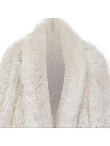 Balenciaga Balenciaga Graffiti Logo Faux Fur A-Line Coat in White Acrylic (view 2)