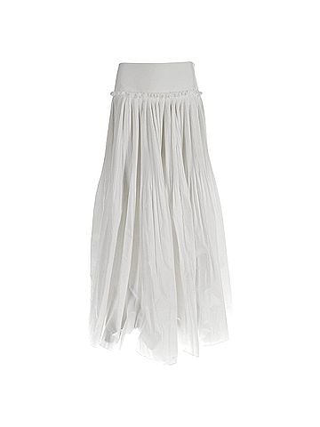 Alberta Ferretti  Alberta Ferretti Pleated Maxi Skirt in White Cotton (view 1)