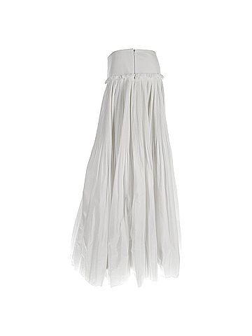 Alberta Ferretti  Alberta Ferretti Pleated Maxi Skirt in White Cotton (view 2)