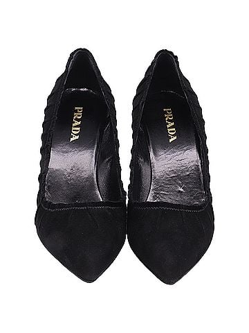 Prada Prada Pleated Pointed-Toe Pumps in Black Suede  (view 2)