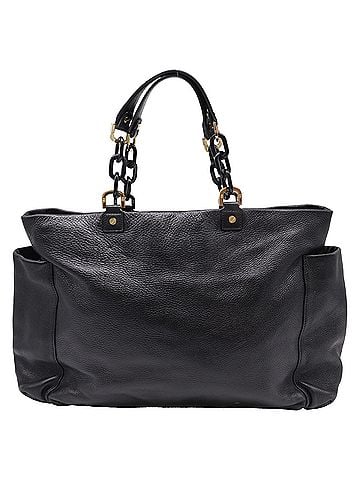 Tory Burch Tory Burch Chain Strap Detailed Tote Bag in Black Leather (view 1)