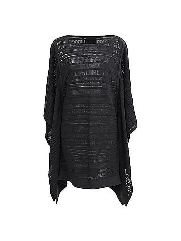 Herve Leger  Herve Leger Amiee Knitted Poncho Mini Dress in Black Cotton (view 1)