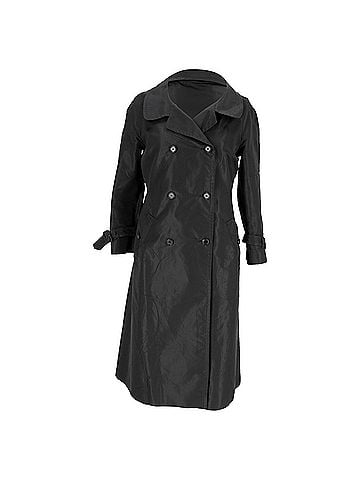 Prada Prada Double-Breasted Trench Coat with Pockets in Black Silk (view 1)