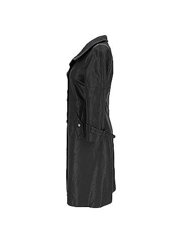Prada Prada Double-Breasted Trench Coat with Pockets in Black Silk (view 2)