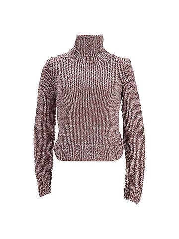 Ann Demeulemeester Ann Demeulemeester Cable Knit Turtleneck Sweater in Pink Wool (view 1)