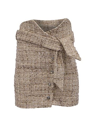 IRO  Iro Tomia Belted Tweed Mini Skirt in Beige Acrylic (view 1)
