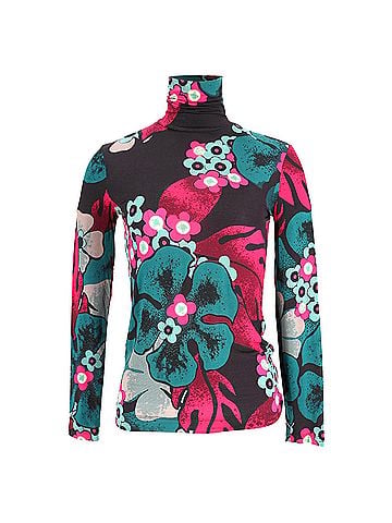 Dries Van Noten Dries Van Noten Floral-Print Turtleneck Long Sleeve Top in Multicolor Rayon (view 1)