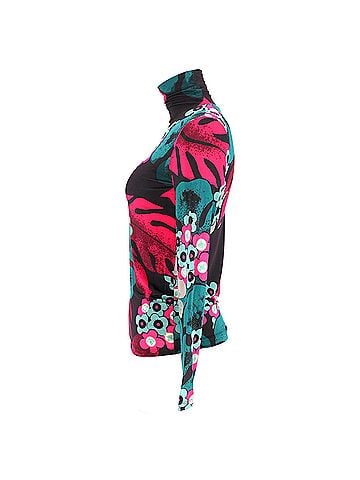 Dries Van Noten Dries Van Noten Floral-Print Turtleneck Long Sleeve Top in Multicolor Rayon (view 2)