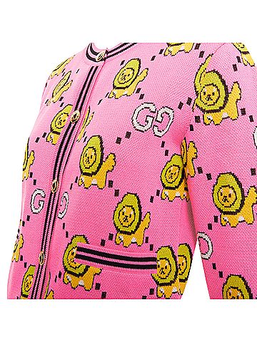 Gucci Gucci pink cotton lion cropped cardigan (view 2)