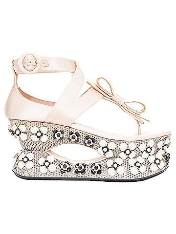 Prada Prada pink satin floral Geisha platforms (view 1)