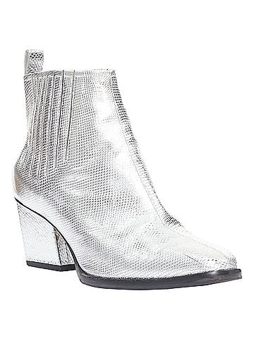 Roger Vivier Roger Vivier silver leather block heel booties (view 2)