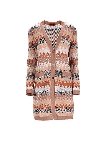 Missoni  Missoni Zigzag Buttoned Long Cardigan in Multicolor Viscose (view 1)