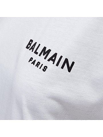Balmain BALMAIN signature logo print cuffed sleeves cotton tshirt (view 2)
