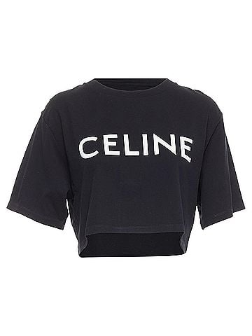 Céline Celine black logo cotton t-shirt (view 1)