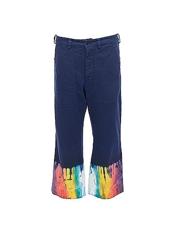 Christian Dior Dior indigo rainbow tie dye hem wide leg cropped jeans (view 1)
