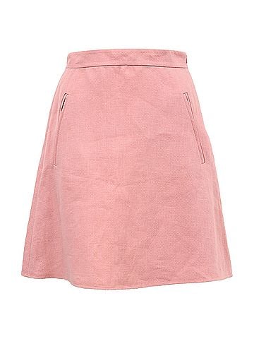 Mario Valentino  Valentino Garavani MIni A-Line Skirt in Pink Linen (view 1)