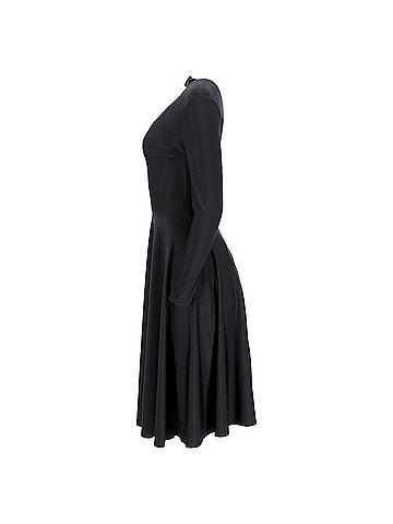 Balenciaga Balenciaga Mock Neck Midi Flared Dress in Black Polyester (view 2)