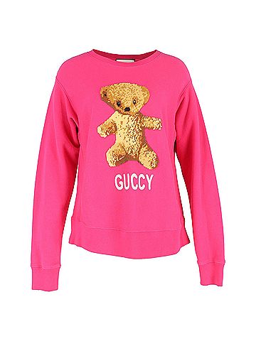 Gucci  Gucci Embroidered Teddy Bear Sweater in Pink Cotton (view 1)