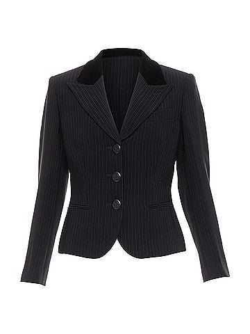 Giorgio Armani Giorgio Armani pinstripe velvet trim cropped tuxedo blazer (view 1)