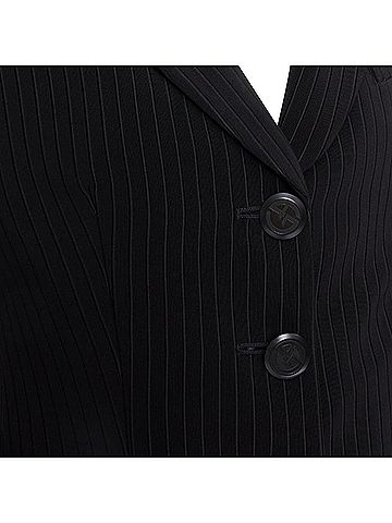 Giorgio Armani Giorgio Armani pinstripe velvet trim cropped tuxedo blazer (view 2)