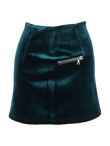 Sandro Sandro Mini Skirt in Green Velvet (view 1)