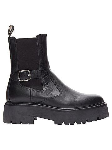 Céline Celine Bulky Chelsea calfskin leather buckles biker boots (view 1)